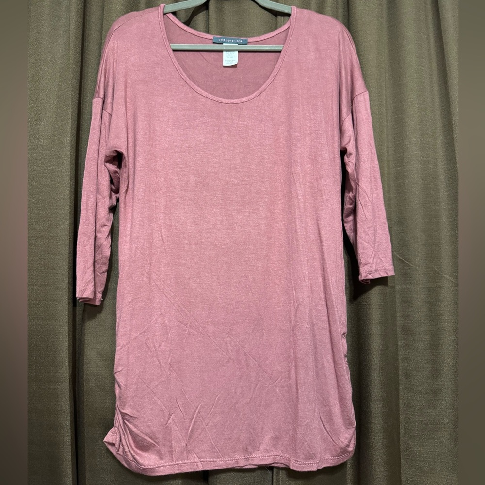 West Coast Love Fitted Pink Top with Elastics Ruched Sides Seams, Size XL